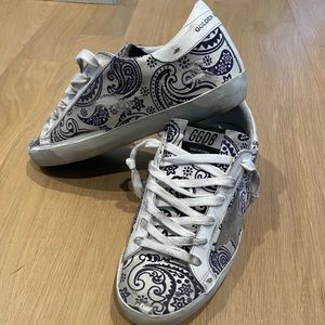 Golden Goose Superstar Sneakers, Blue Paisley 37